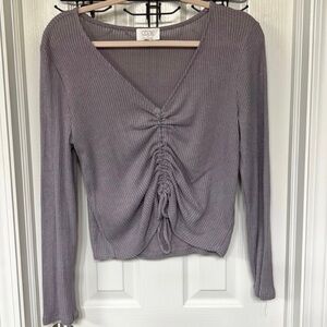 NWOT Pink Rose COZIE Lavender Long Sleeve Ribbed Top Size XL